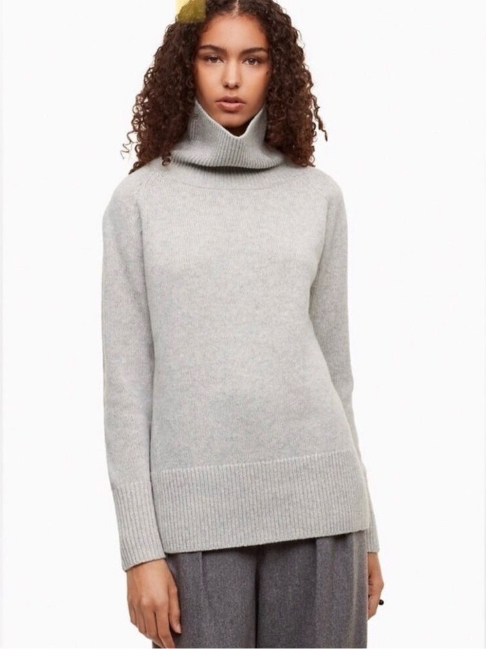 Aritzia Babaton Nicolas comet grey cashmere blend turtleneck sweater Small